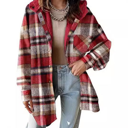 Women Flannel Plaid Jacket