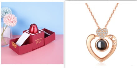Metal Rose Jewelry Gift Box Necklace