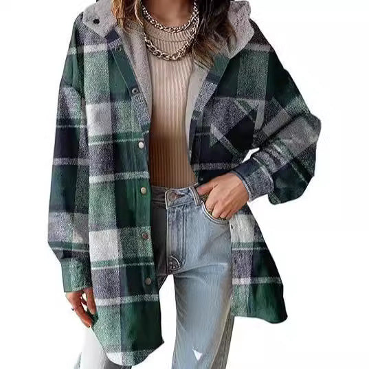 Women Flannel Plaid Jacket