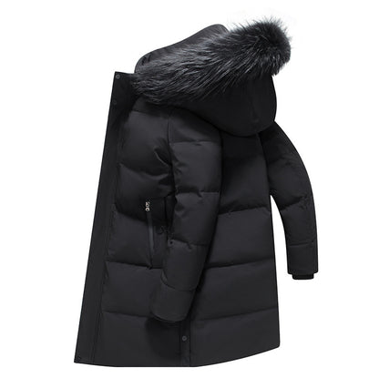 Mid-length Warm Cold-resistant Hooded Jacket