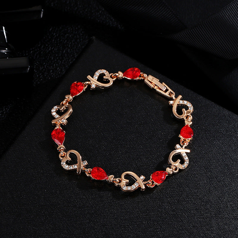 Love Bracelet With Rhinestones Fashion Temperament Heart-shaped Bracelet For Valentine's Day Gift