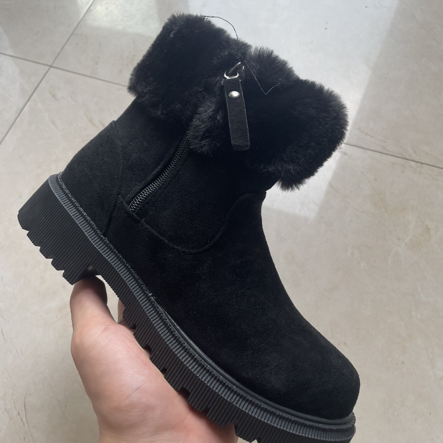 Warm Plush Boots Winter Fashion With Side-Zipper