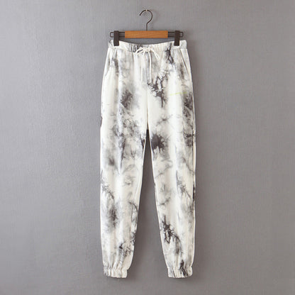 Tie-dye hooded loose sweatshirt set