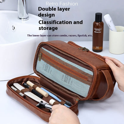 Men's Travel Leather Cosmetics Storage Bag