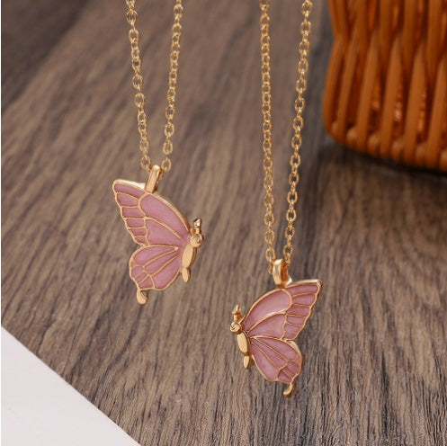 2pcs Butterfly Necklace Chain Pendant