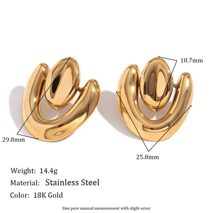 Stainless Steel 18K Gold Plating Geometric Stud Earrings