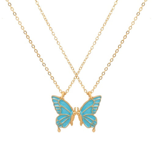 2pcs Butterfly Necklace Chain Pendant