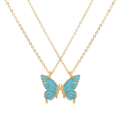 2pcs Butterfly Necklace Chain Pendant