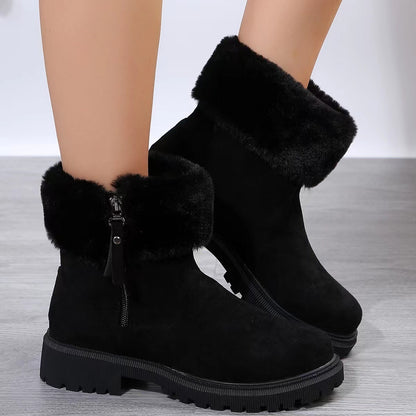 Warm Plush Boots Winter Fashion With Side-Zipper