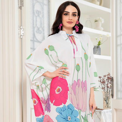Holiday Style Raglan Sleeve Long Dresses
