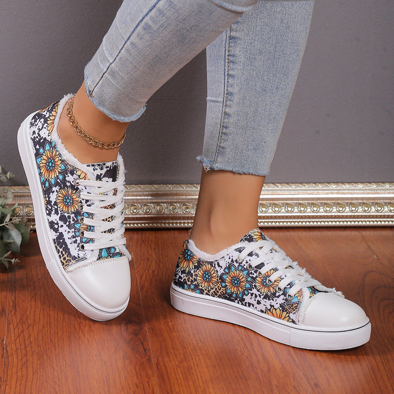 Versatile Flat Bottomed Lace Up Canvas Shoes