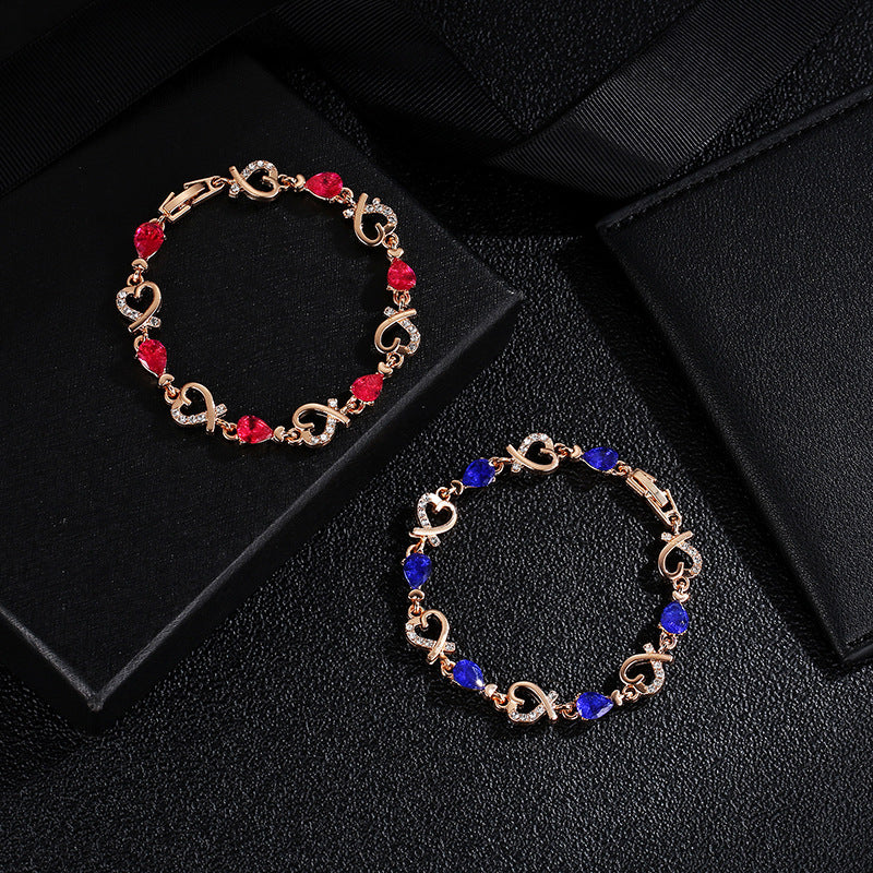 Love Bracelet With Rhinestones Fashion Temperament Heart-shaped Bracelet For Valentine's Day Gift