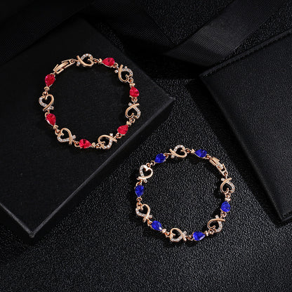 Love Bracelet With Rhinestones Fashion Temperament Heart-shaped Bracelet For Valentine's Day Gift