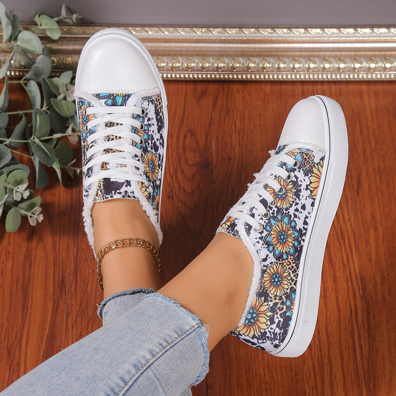 Versatile Flat Bottomed Lace Up Canvas Shoes