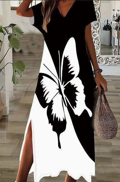 3D Butterfly Elegant Women's Short Sleeve Dress