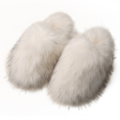 Fluffy Slippers Women's Home Fleece-lined Warm Artificial Fur