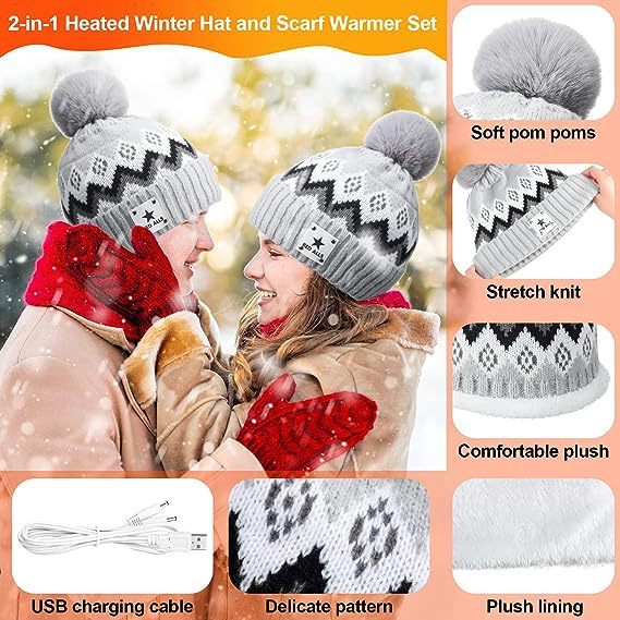 USB Electric Heating Keep Warm And Emit Heat Knitted Hat Scarf Gloves