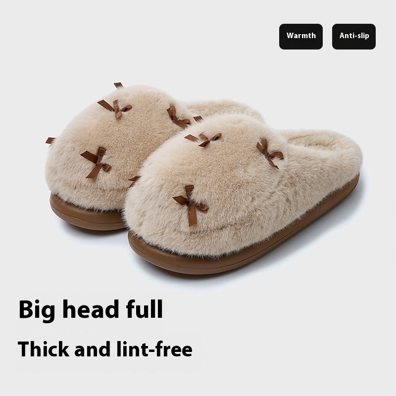 Cotton Slippers Women's Thick Bottom Fur Insulated Cotton-padded Shoes