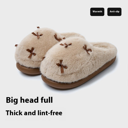 Cotton Slippers Women's Thick Bottom Fur Insulated Cotton-padded Shoes