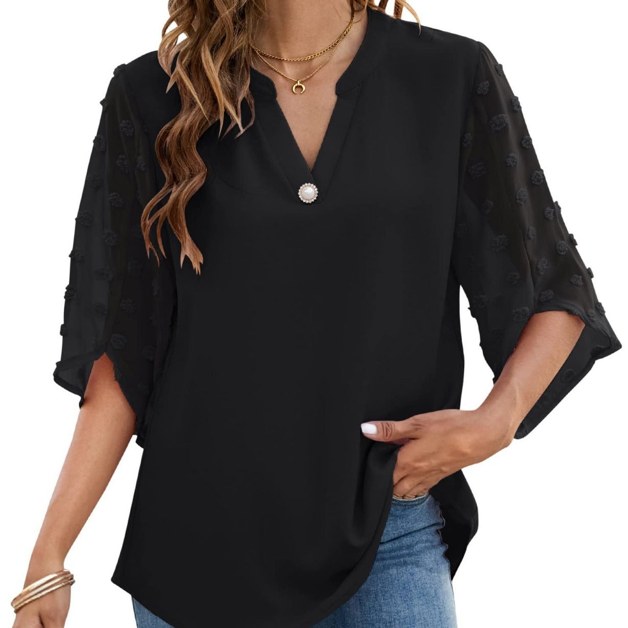 Casual Loose V-neck Shirt
