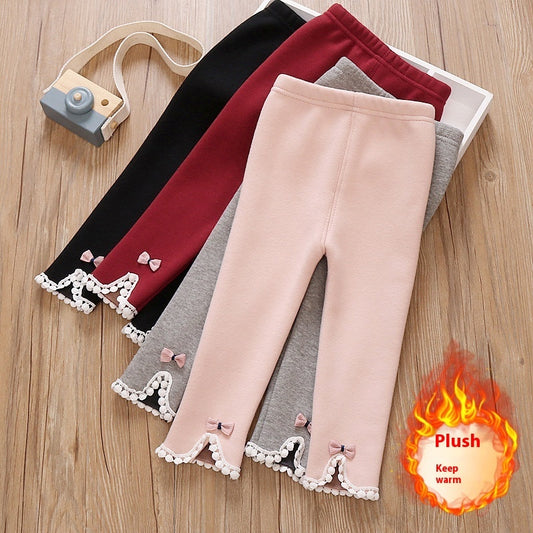 Girls' Fleece-lined Thickened Winter Single-layer Fleece-lined Pants