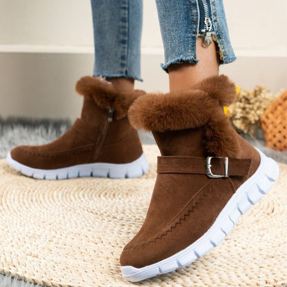 Thickened Solid Color Plush Ankle Boots