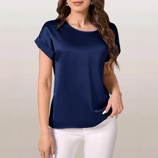 Solid Color Smooth Surface Short Sleeve Top