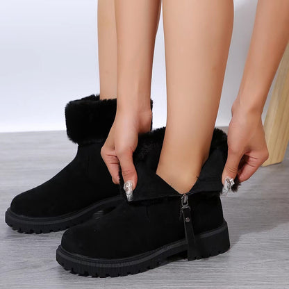 Warm Plush Boots Winter Fashion With Side-Zipper