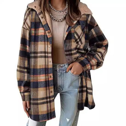 Women Flannel Plaid Jacket