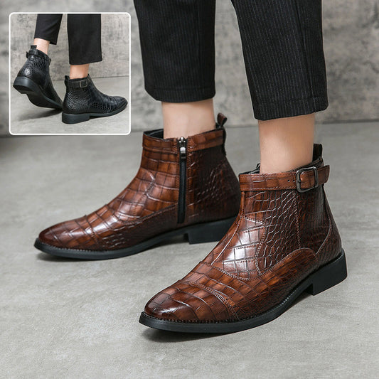 Men's Crocodile Pattern Business Ankle Boots