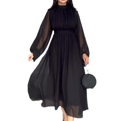 Solid Color Mesh Elegant Dress