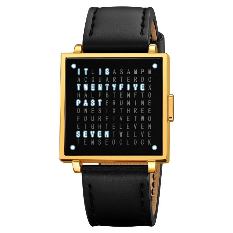 LED Letter Display Steel Watch