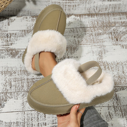 Winter Plush Home Slippers With Back-heeled Elastic Band