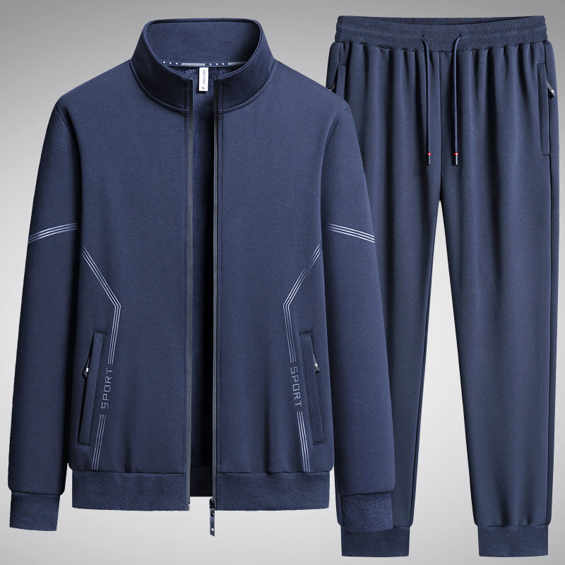 Two-piece Set Fleece-lined Men's Leisure Sports Suit