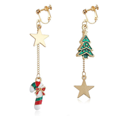 Christmas Earrings Snowman Pentagram Alloy