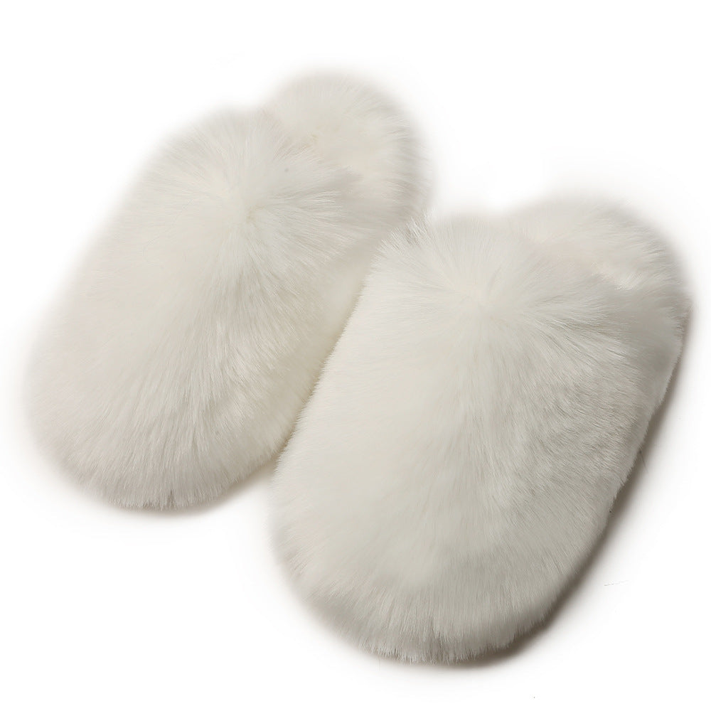 Fluffy Slippers Women's Home Fleece-lined Warm Artificial Fur