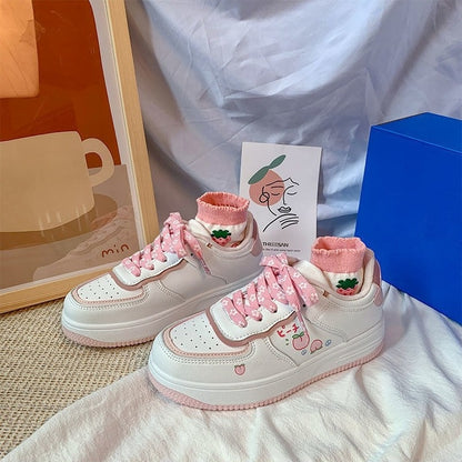 Girl Heart Peach Cute Rubber Sneakers