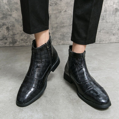 Men's Crocodile Pattern Business Ankle Boots