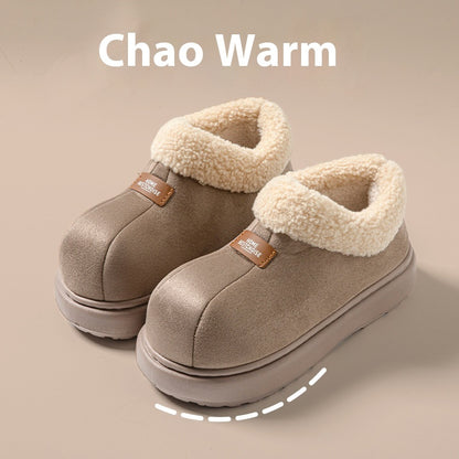 Ankle Wrap Slippers Women's Warm Slugged Bottom Cotton Shoes