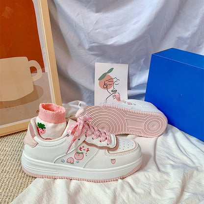 Girl Heart Peach Cute Rubber Sneakers