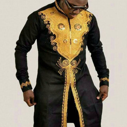 African-style Men's Suit Stand-up Collar