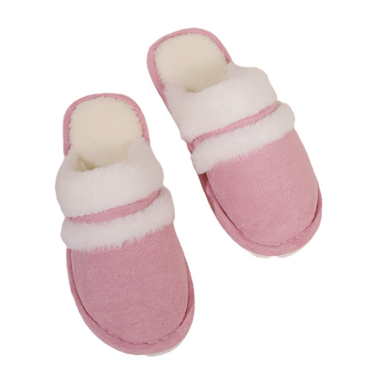 Rabbit Fur Cotton Slippers Fleece-lined Thickened Fluffy Slippers