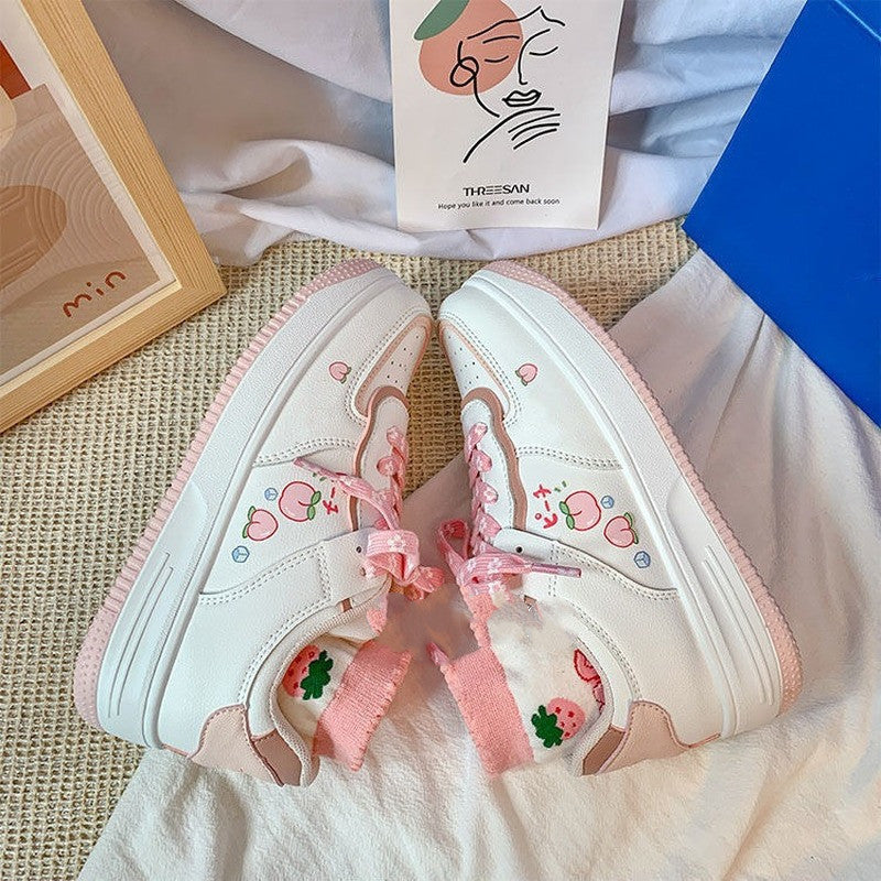 Girl Heart Peach Cute Rubber Sneakers