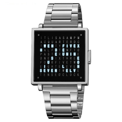 LED Letter Display Steel Watch