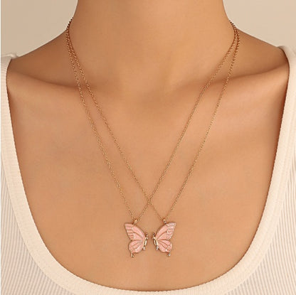 2pcs Butterfly Necklace Chain Pendant