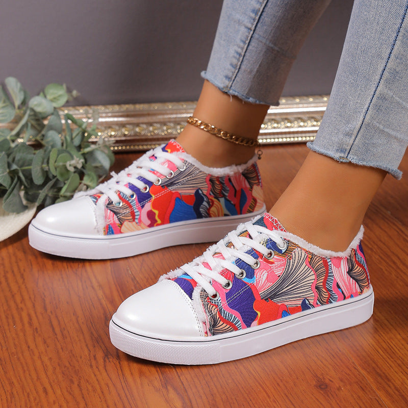 Versatile Flat Bottomed Lace Up Canvas Shoes