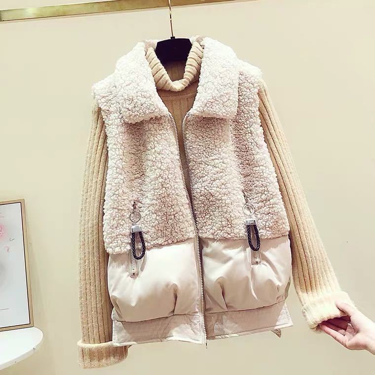 Winter New Polo Collar Lamb Wool Vest Women's Short Korean Style