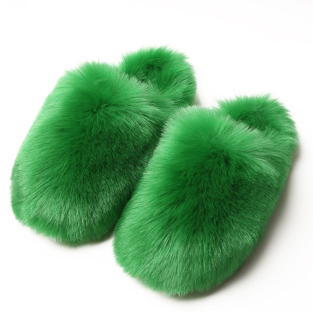 Fluffy Slippers Women's Home Fleece-lined Warm Artificial Fur