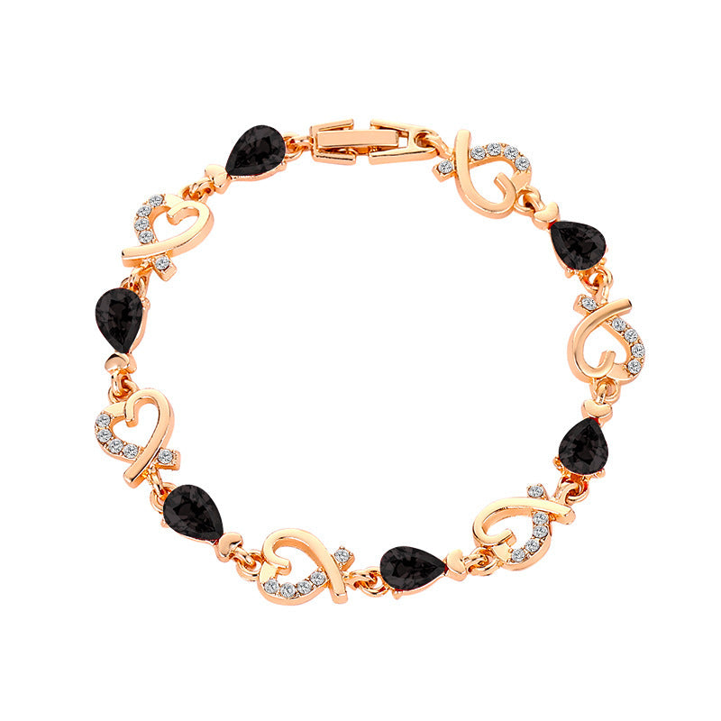 Love Bracelet With Rhinestones Fashion Temperament Heart-shaped Bracelet For Valentine's Day Gift