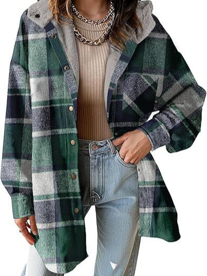 Women Flannel Plaid Jacket